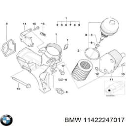 11422247017 BMW Junta de el adaptadora del enfriador de aceite original y equivalente