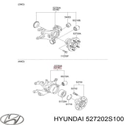 527202S100 HYUNDAI Muñón del eje, suspensión de rueda, trasero derecho original y equivalente